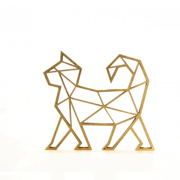 Wanddeko 3D Katze Origamiart Gold