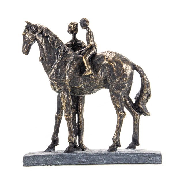 Skulptur Pferd Mutter mit Kind bronze